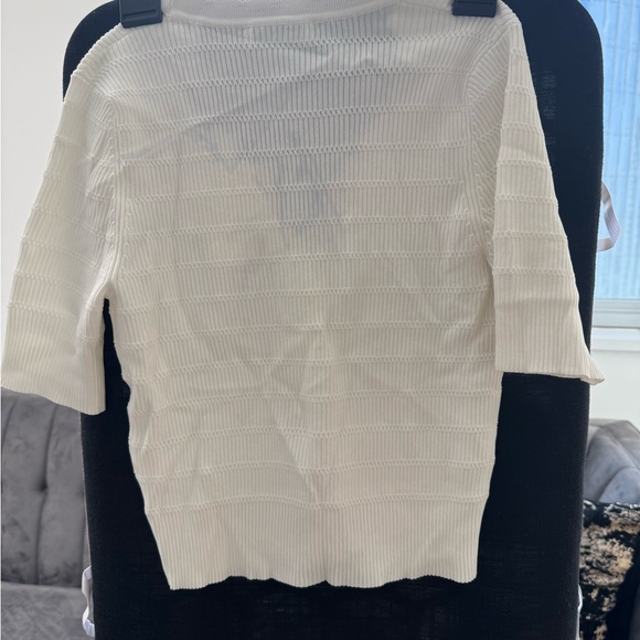 Sandro Blanc Cassé Short Sleeve Knit Top - Picture 5 of 6